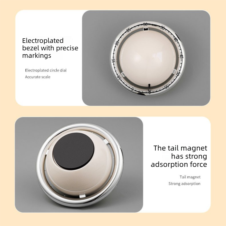 Beige Retro Planet Mechanical Kitchen Timer Magnetic Countdown Clock Battery-Free Metal Core Loud Alarm for Cooking Study - Image 7
