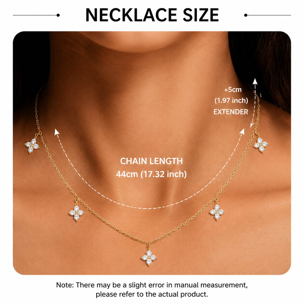 Gold Four Leaf Clover Pendant Necklace with Gift Box Gold Tone Cubic Zirconia Charm Necklace Adjustable Chain Dainty Everyday Jewellery Gift for Women - Image 4