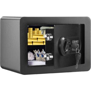 Safe, 0.5 Cubic Feet Home Safe, Steel Security Safe with Digital Keypad and 2 Keys, Wall-Mounted Cabinet Safe Protect Cash, Gold, Jewelry, Documents for Home, Hotel, 350 x 250 x 250 mm