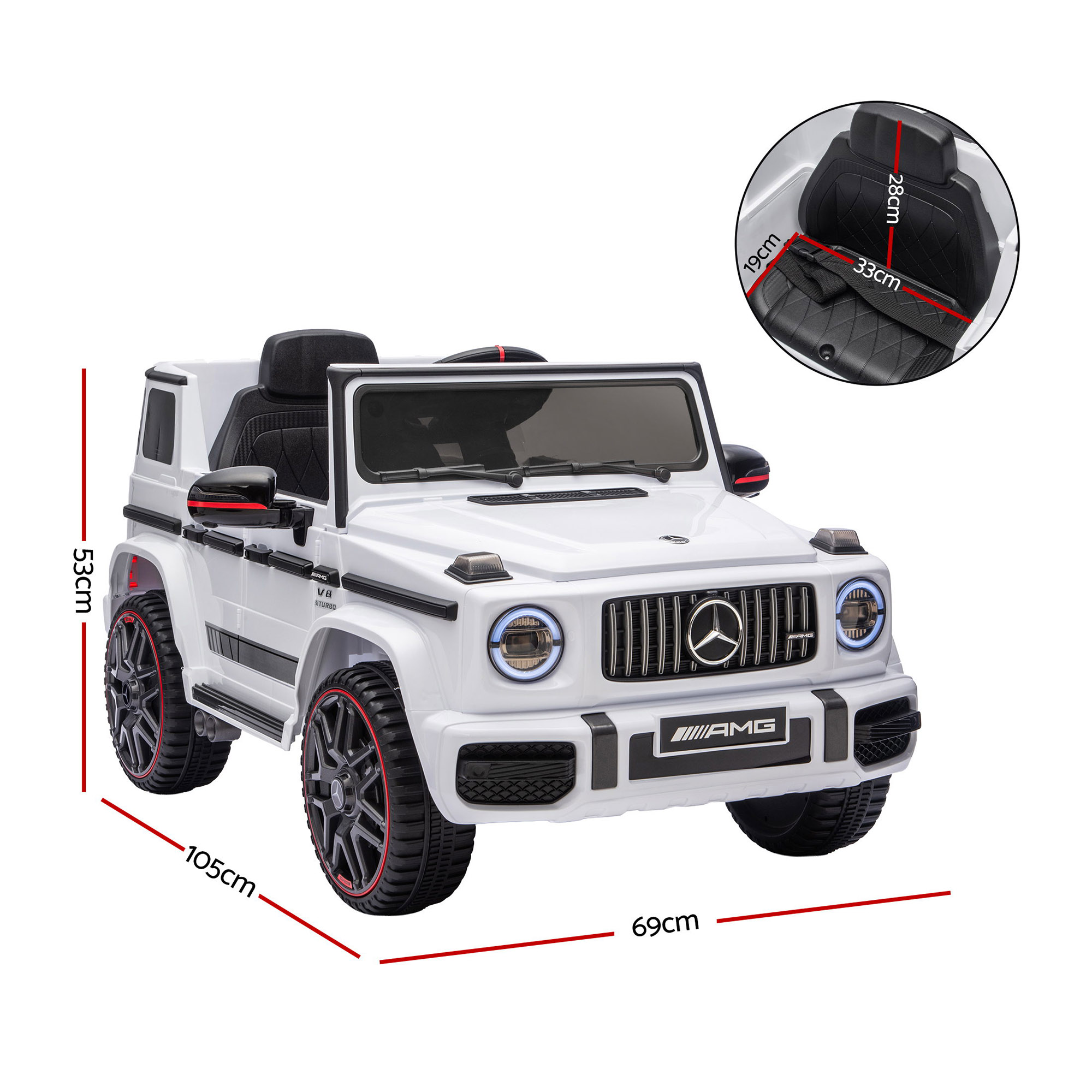 Kids Electric Ride On Car G63 Toy Cars Remote Control White - Image 3