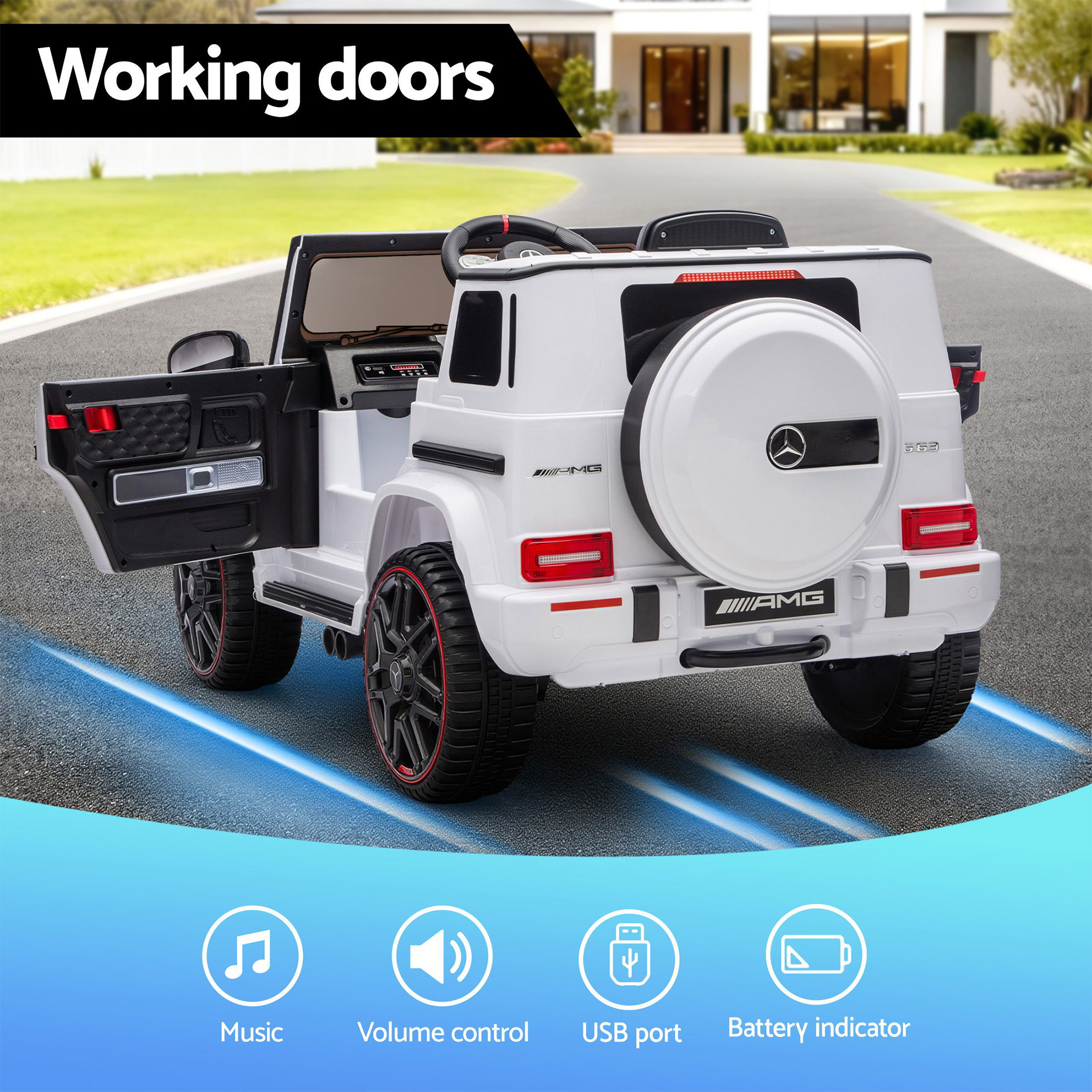 Kids Electric Ride On Car G63 Toy Cars Remote Control White - Image 5