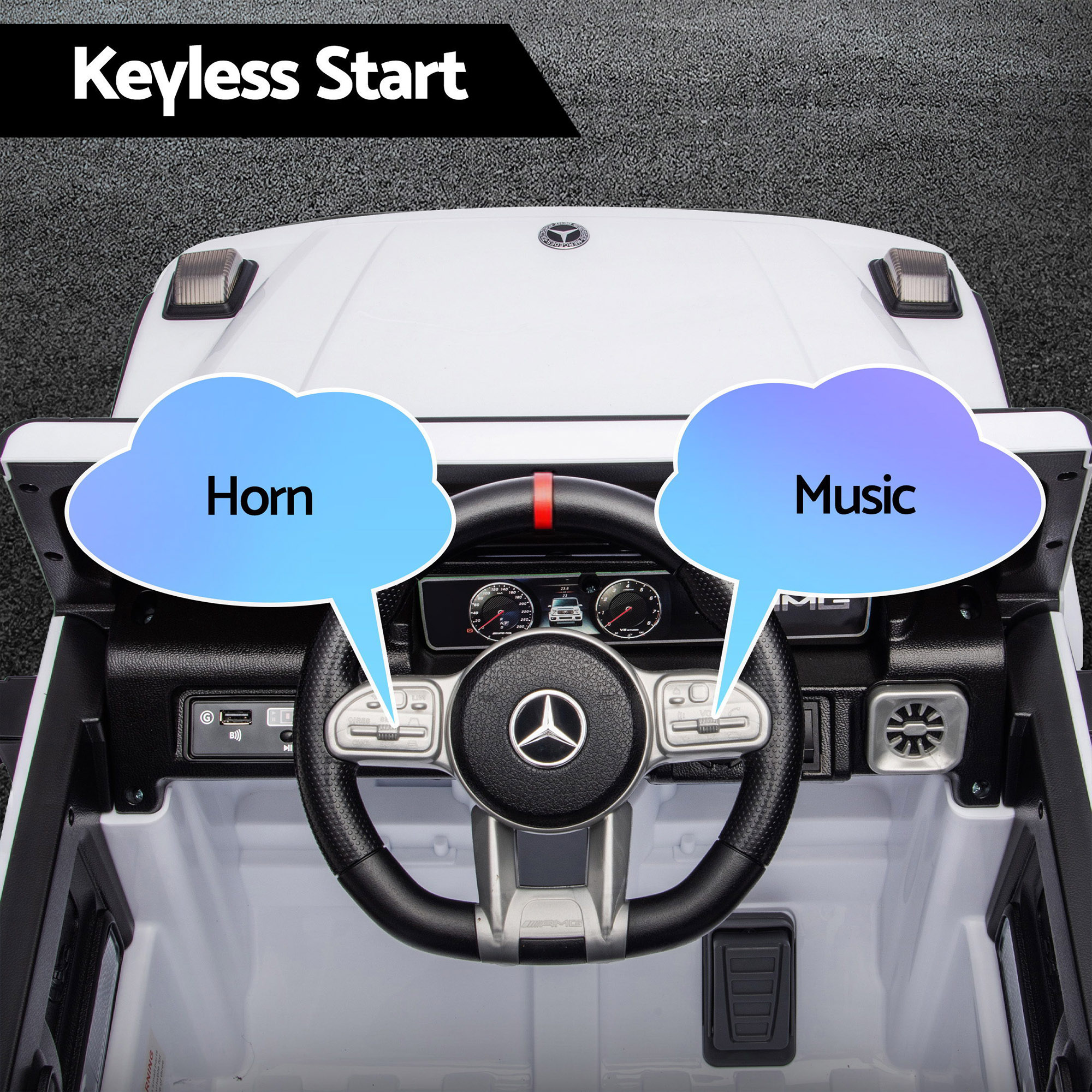 Kids Electric Ride On Car G63 Toy Cars Remote Control White - Image 6