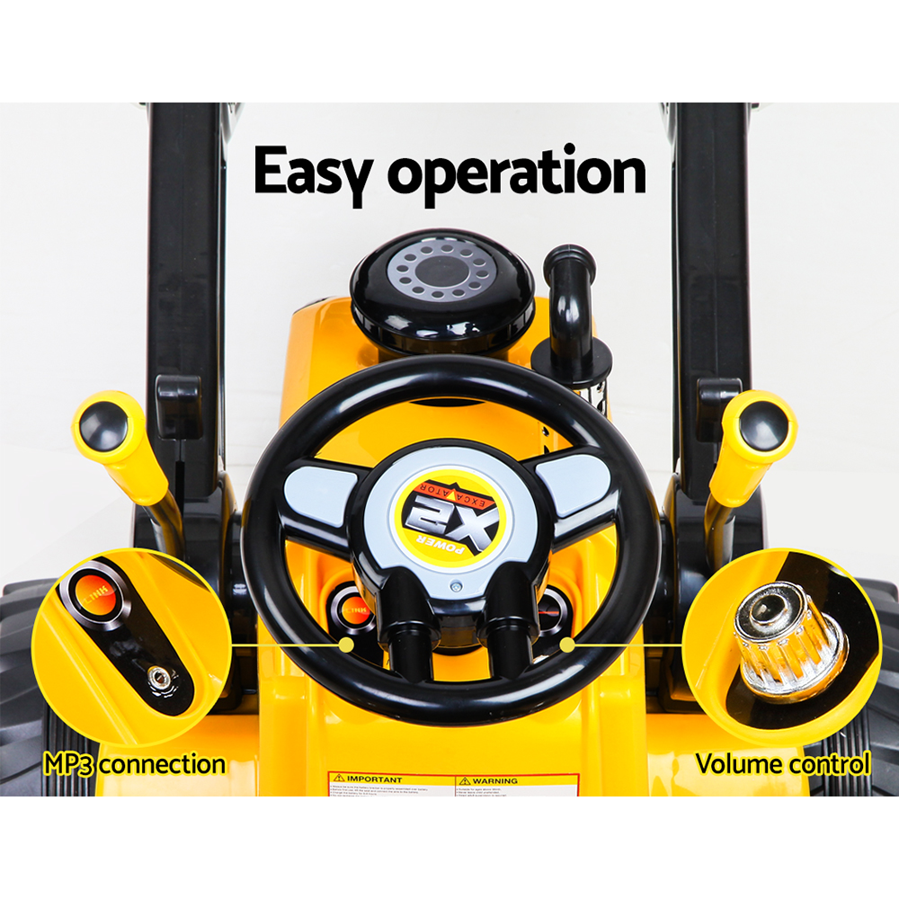 Rigo Kids Electric Ride On Car Bulldozer Digger Loader Remote 6V Yellow - Image 4