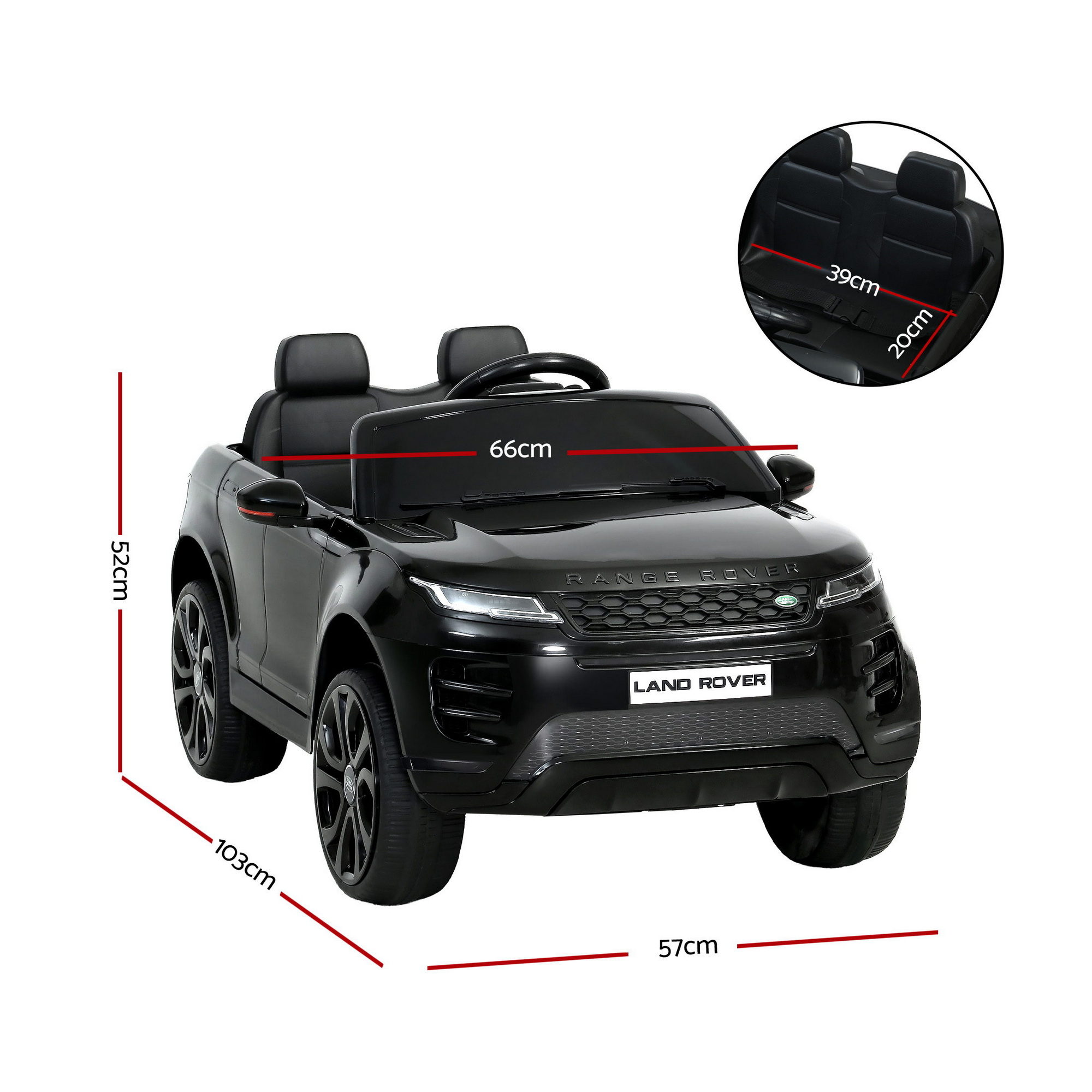 Kids Electric Ride On Car Land Rover Licensed Toy Cars Remote 12V Battery Black - Image 2