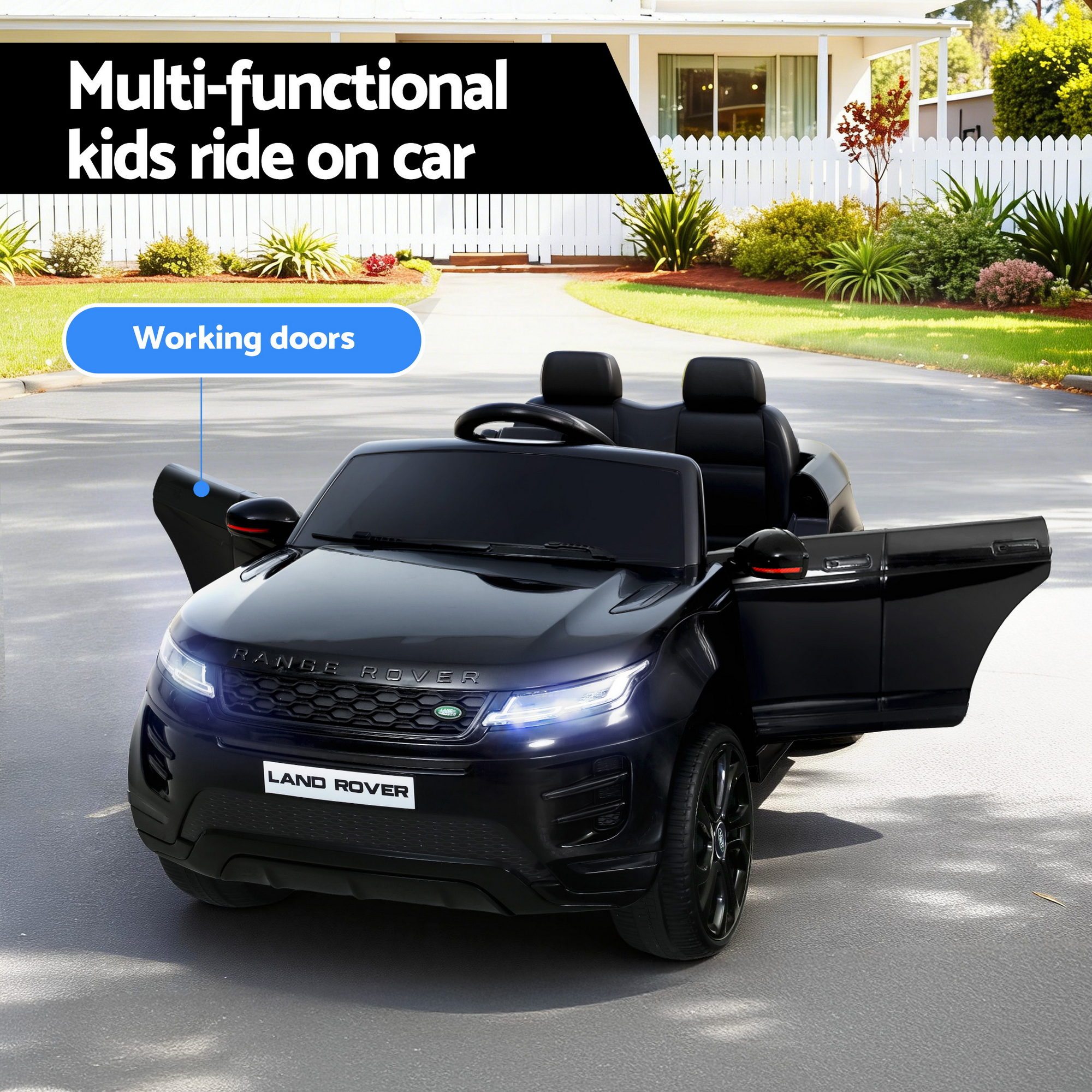 Kids Electric Ride On Car Land Rover Licensed Toy Cars Remote 12V Battery Black - Image 4