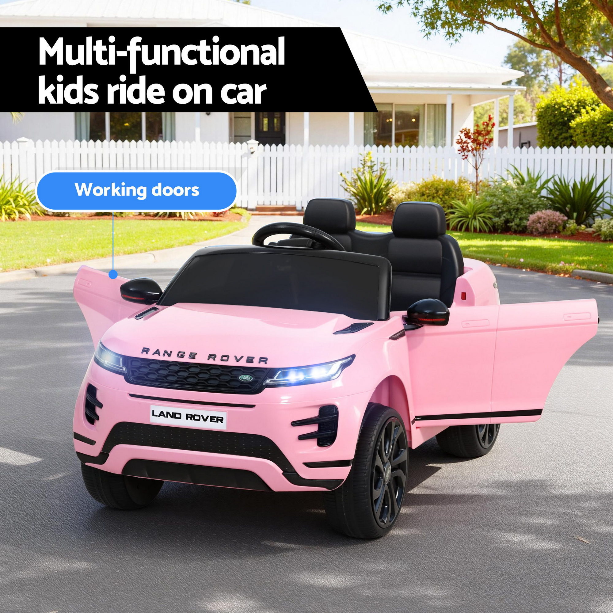 Kids Electric Ride On Car Land Rover Licensed Toy Cars Remote 12V Battery Pink - Image 4