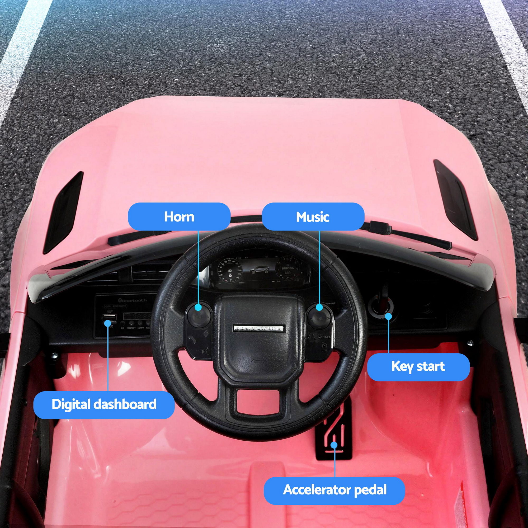 Kids Electric Ride On Car Land Rover Licensed Toy Cars Remote 12V Battery Pink - Image 5