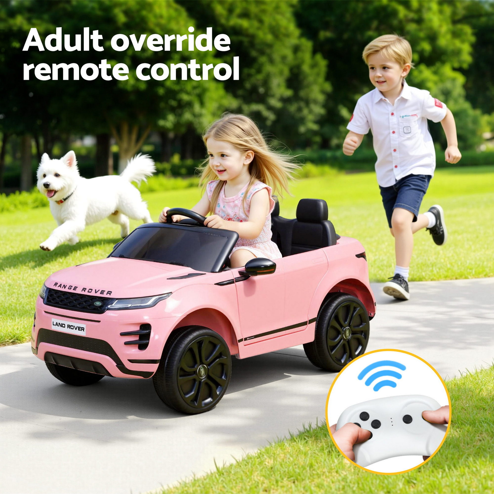 Kids Electric Ride On Car Land Rover Licensed Toy Cars Remote 12V Battery Pink - Image 7