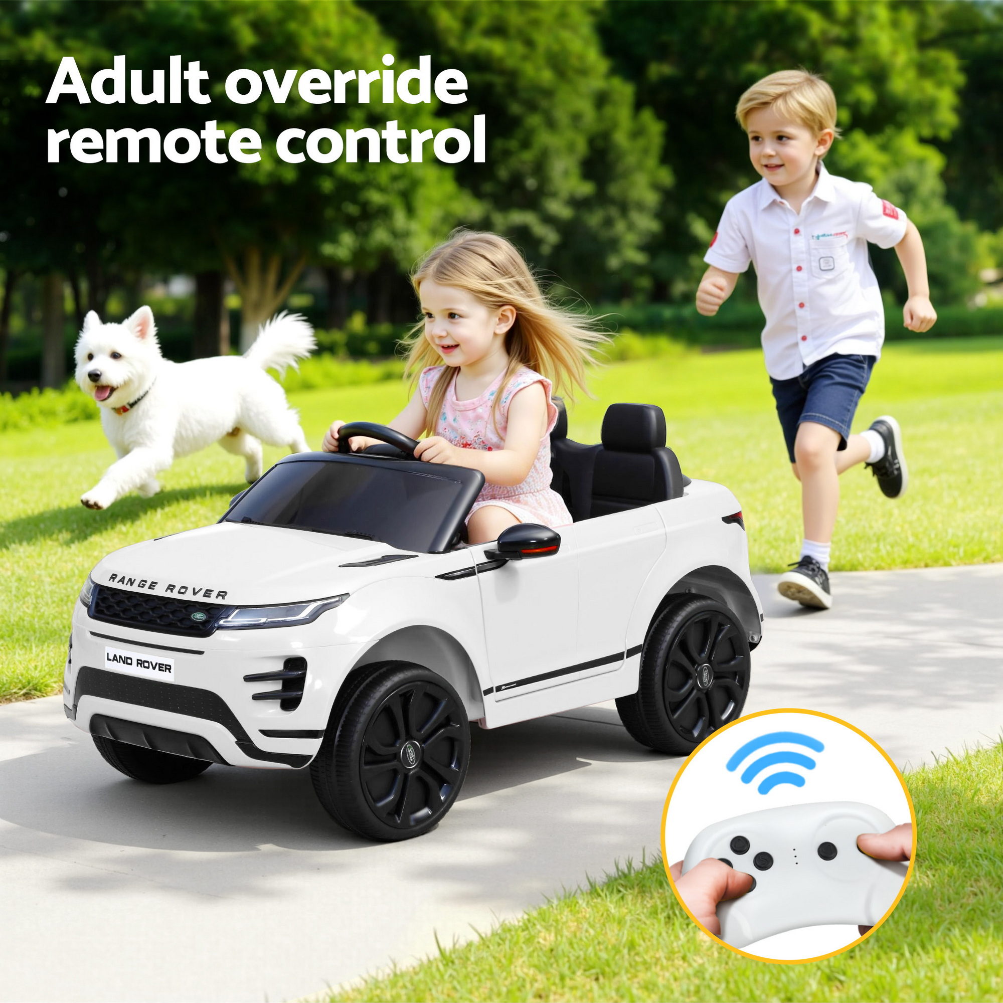Kids Electric Ride On Car Land Rover Licensed Toy Cars Remote 12V Battery White - Image 6