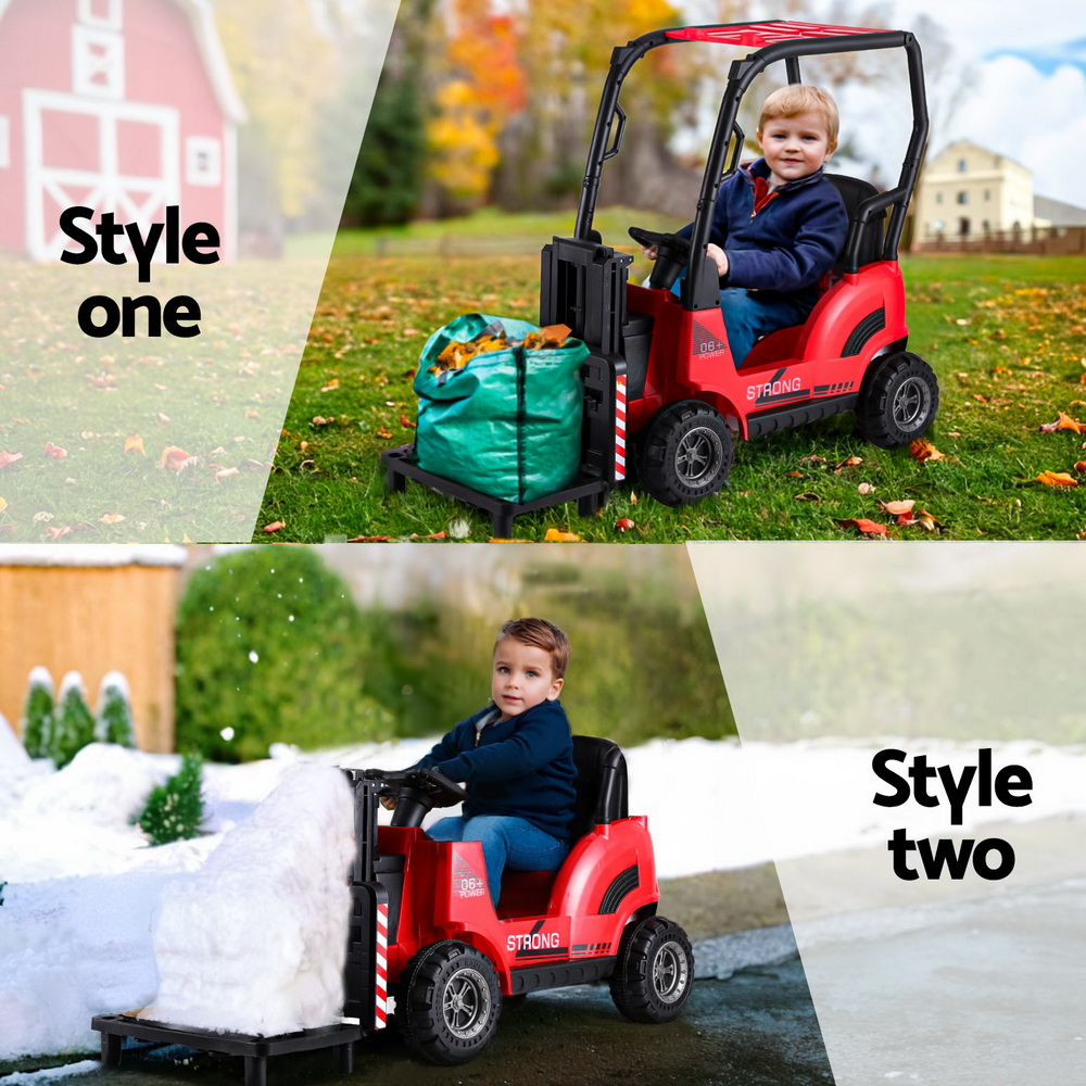 Rigo Kids Electric Ride On Car Forklift Loader Toys Cars Horn Remote 12V Red - Image 6