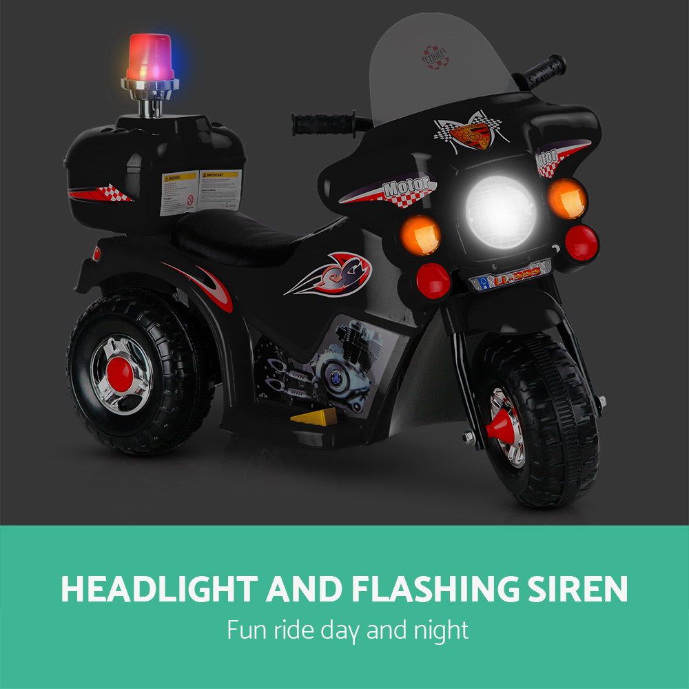 Rigo Kids Electric Ride On Police Motorcycle Motorbike 6V Battery Black - Image 5