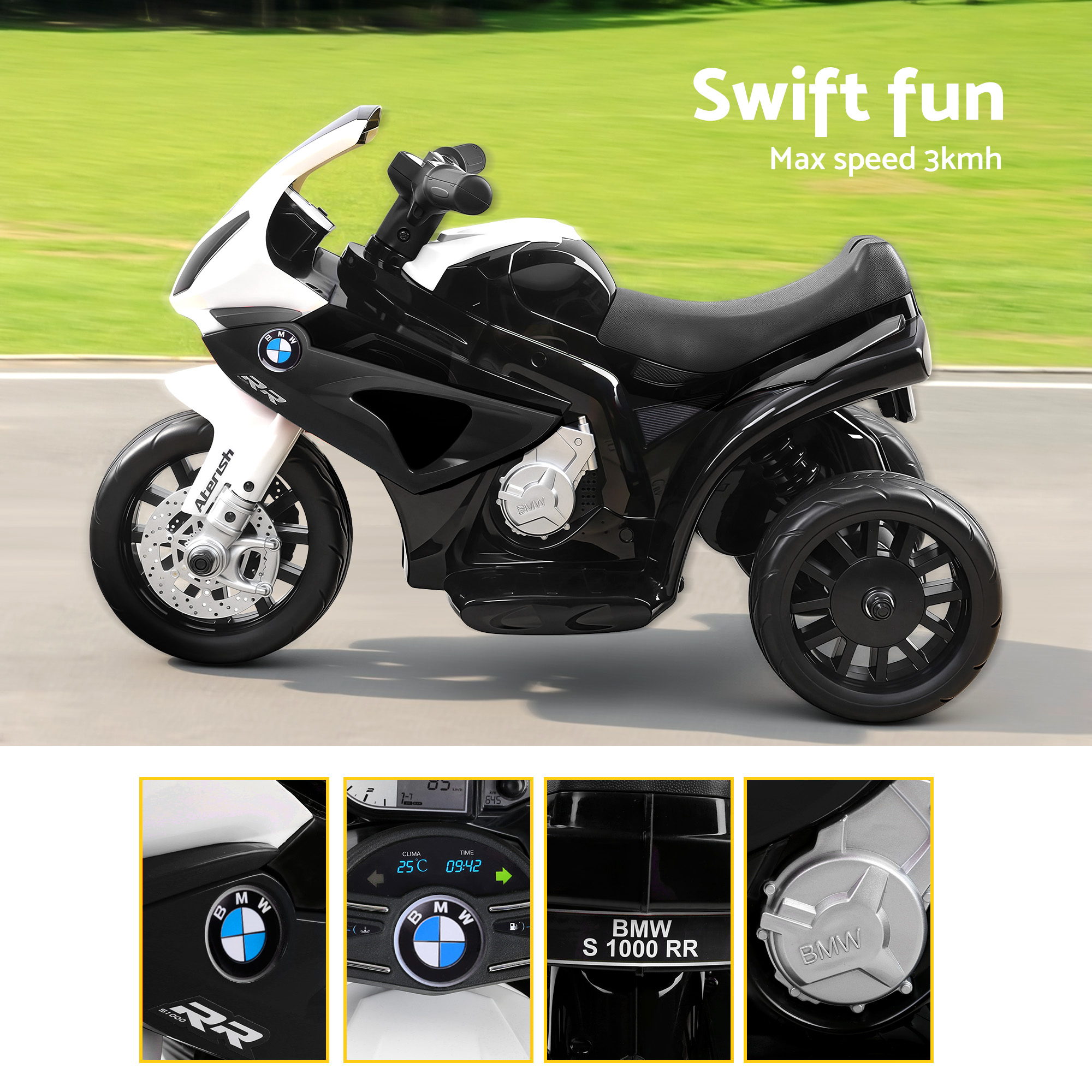 Kids Ride On Car Electric Ride On Cars Motorcycle Motorbike BMW Licensed S1000RR Black - Image 8