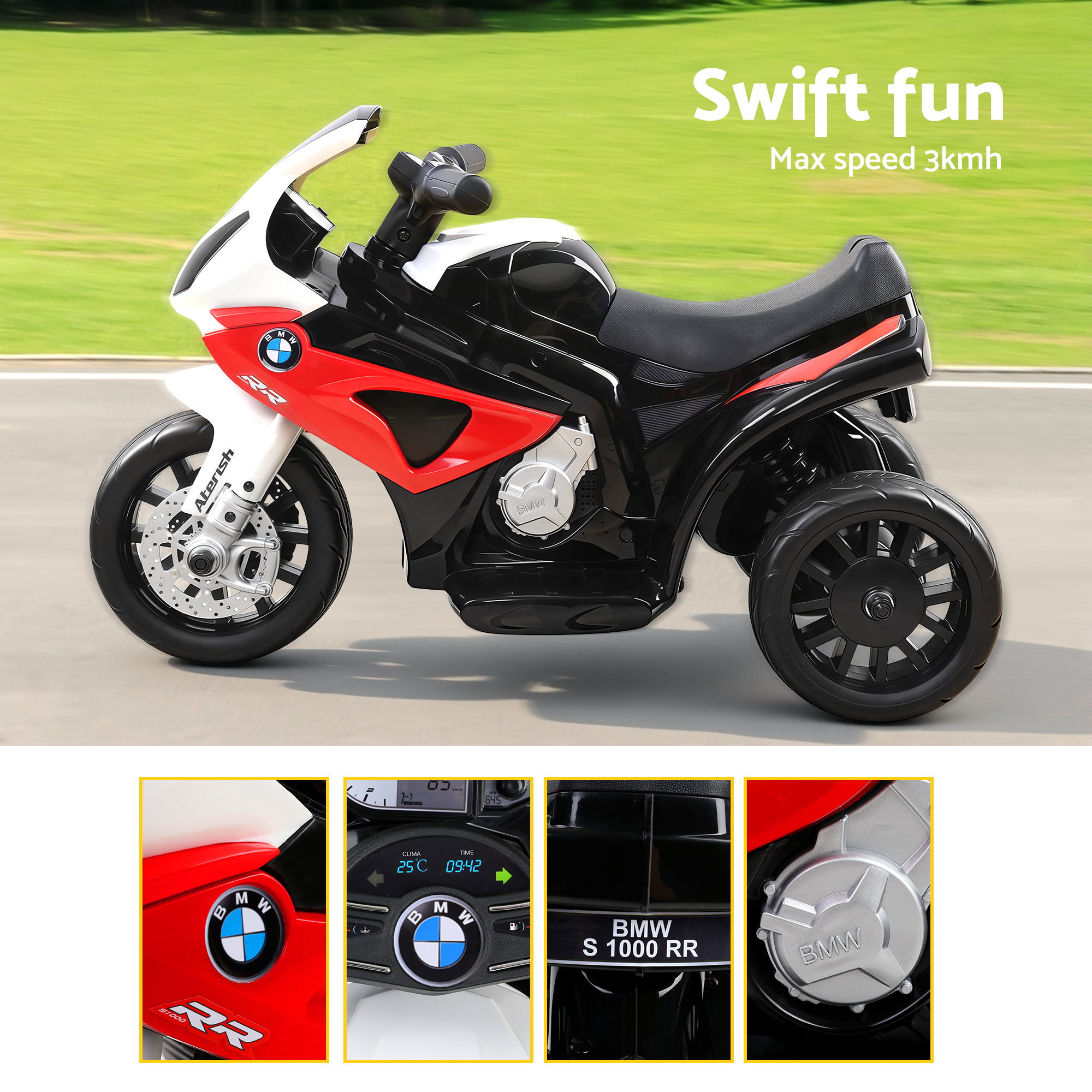 Kids Electric Ride On Car Police Motorcycle Motorbike BMW Licensed S1000RR Red - Image 8