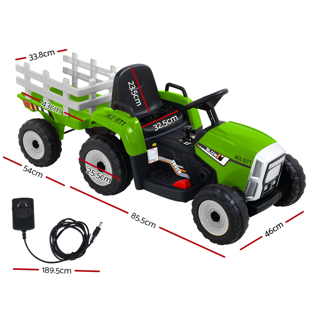 Electric Ride On Car Rigo Kids Ride On Cars Tractor Toy 12V Green - Image 2