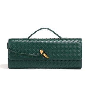 Green Woven Leather Women's Handbag