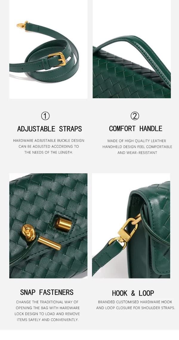 Green Woven Leather Women's Handbag - Image 2