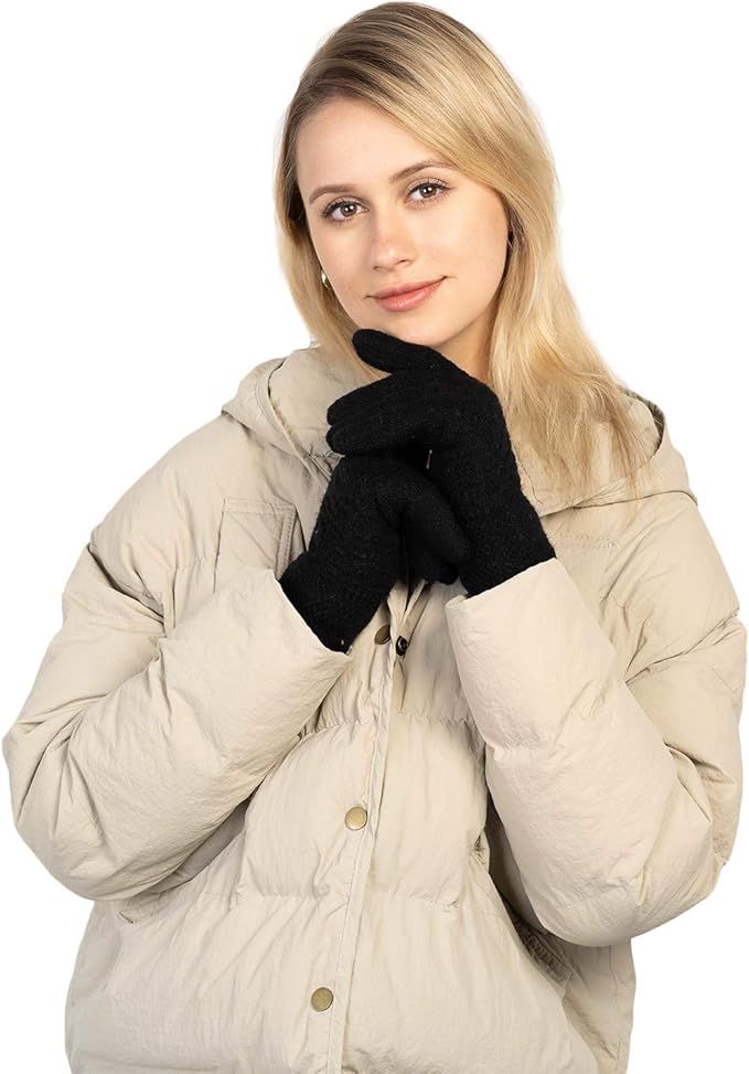 Womens Touchscreen Winter Gloves Thermal Knitted Fleece Lined Black - Image 2
