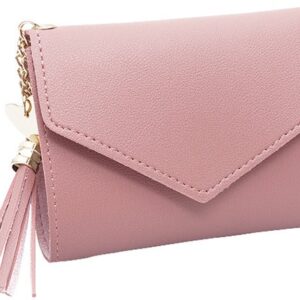 Wallet - Pink Small - Women's Leather - Leather Chain - Tassel - Pink - Multifunctional Foldable Wallet