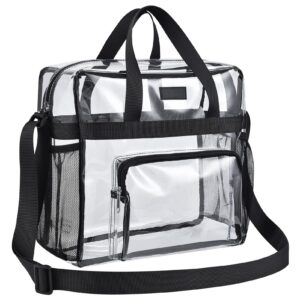 Clear bag for Stadium Events, Women's Top-Handle Bags for Concert Festival Work Large capacity transparent bag for carrying（black）