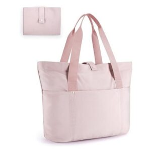 Tote Bag for Women, Foldable Tote Bag With Zipper Travel Large Shoulder Bag Handbag for Work-12.6*19.2*6''
