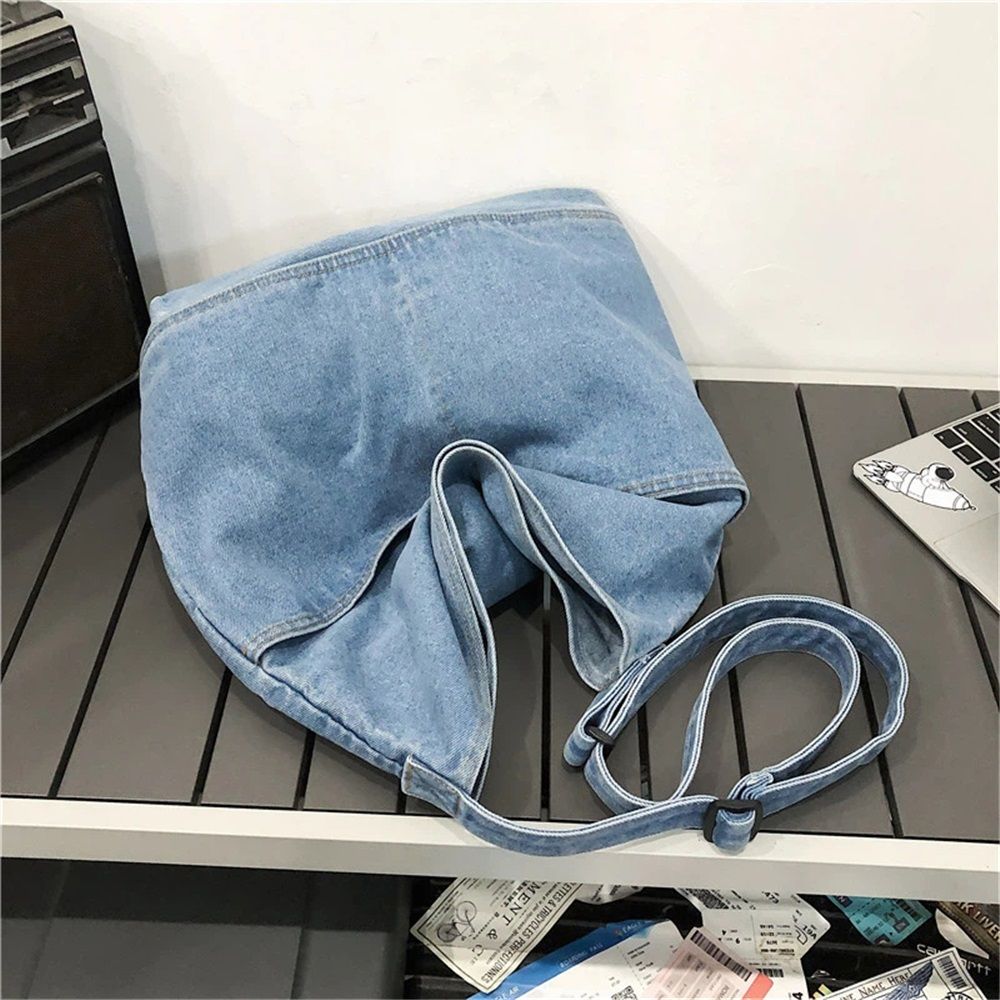 Denim Shoulder Bag Casual Tote Bag Large Handbag Jean Purse for Women,Casual Retro Aesthetic Crossbody Bag Handbag - Image 3