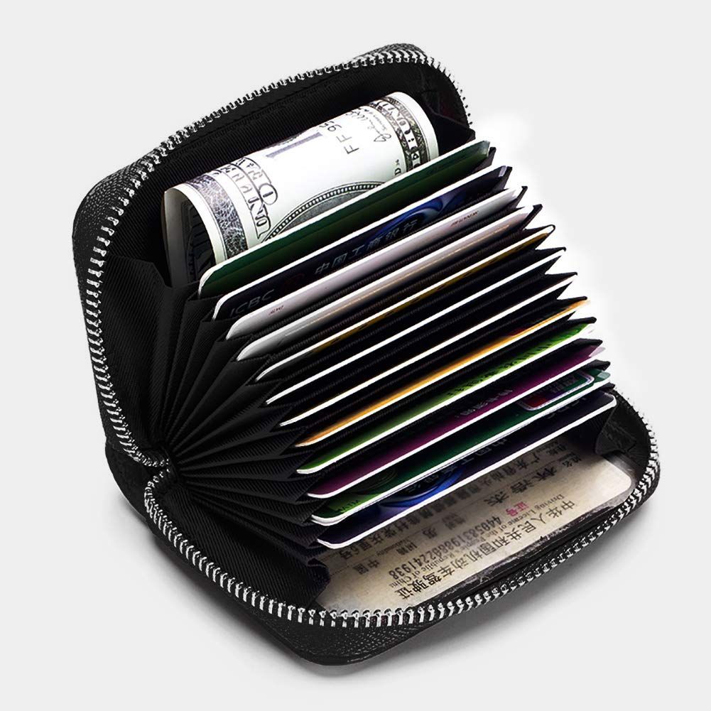 Men Women PU Leather RFID Blocking Card Wallet, Ultra Slim Portable Anti Demagnetisation Credit Card Holder, Mini Lightweight Card Case for Bank Cards ID Daily Carry - Image 4