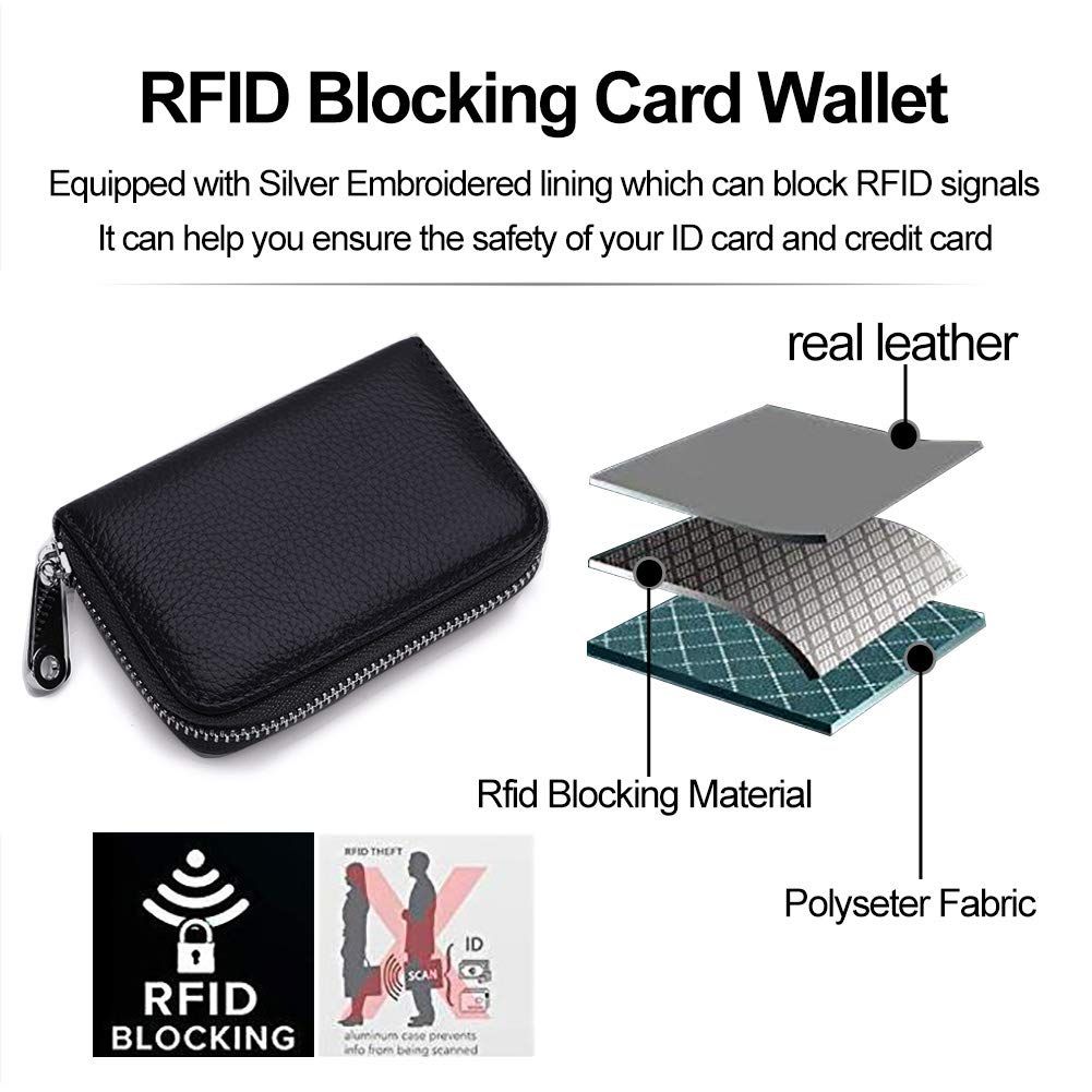 Men Women PU Leather RFID Blocking Card Wallet, Ultra Slim Portable Anti Demagnetisation Credit Card Holder, Mini Lightweight Card Case for Bank Cards ID Daily Carry - Image 6
