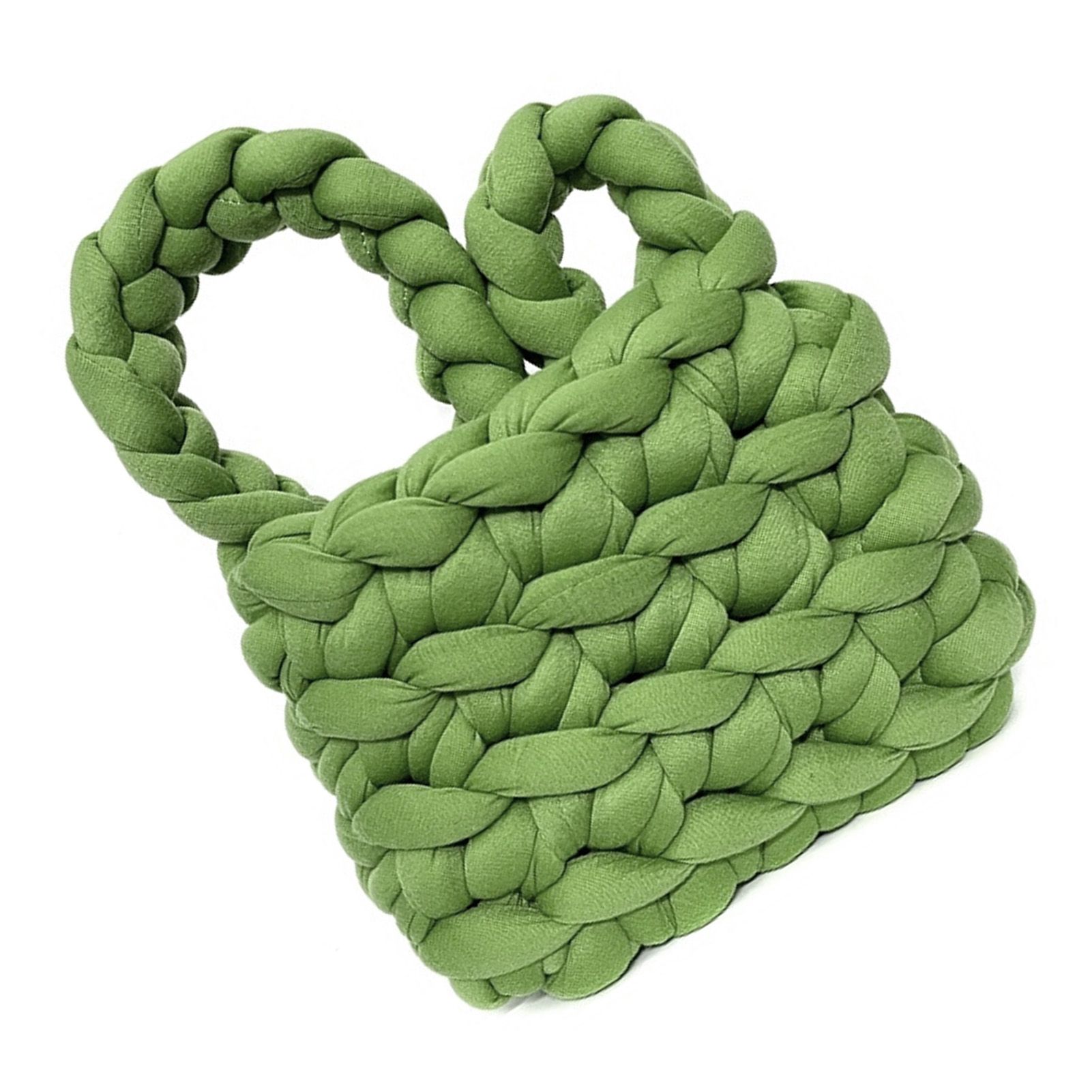 Wool Tote Purse Bag Cute Exquisite Hand Woven Fine Workmanship Wool Shoulder Bag for Daily Life Green - Image 3