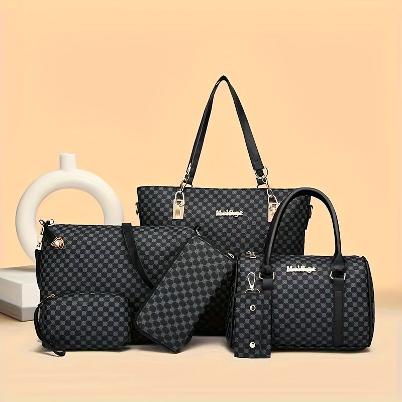 Women'S Handbag Set Large Capacity Tote Bag Shoulder Bag For Women Crossbody - Black - Size 35-13-28 - Image 3