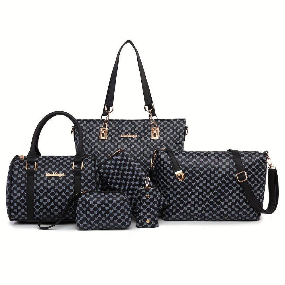 Women'S Handbag Set Large Capacity Tote Bag Shoulder Bag For Women Crossbody - Black - Size 35-13-28 - Image 4