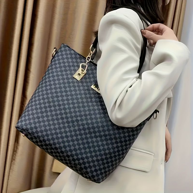 Women'S Handbag Set Large Capacity Tote Bag Shoulder Bag For Women Crossbody - Black - Size 35-13-28 - Image 6