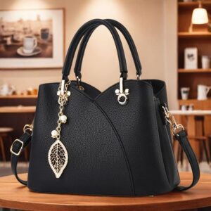 White Tote Bag Women'S Handbag Leaf Charm Bag Stylish Women'S Bag Designer Tote - Coffee color - Size 26-13-18