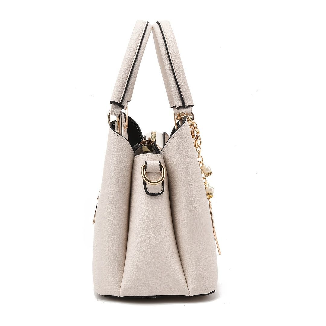 White Tote Bag Women'S Handbag Leaf Charm Bag Stylish Women'S Bag Designer Tote - Coffee color - Size 26-13-18 - Image 8