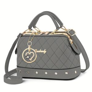 Women'S Handbag Quilted Handbag Studded Handbag Black Handbag Gold Toned - Black - Size 25-13-16