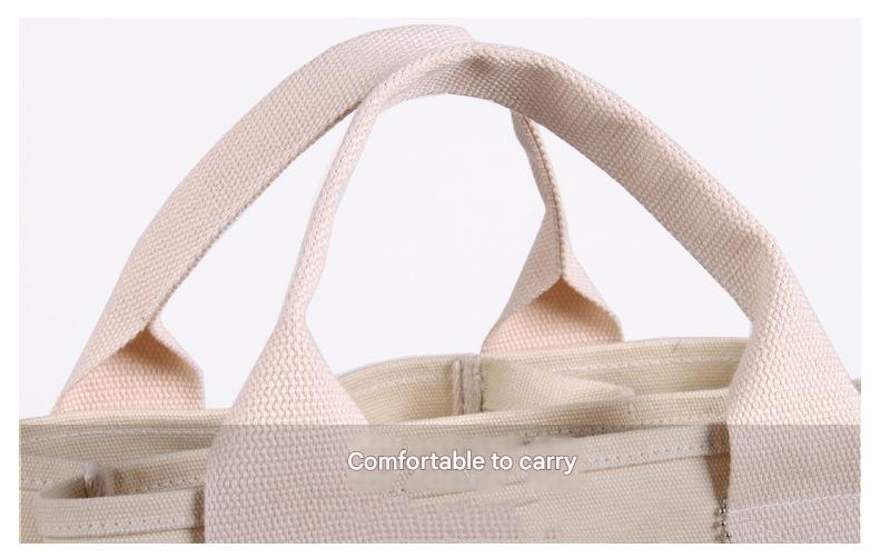 White with black Canvas Lunch Tote Bag - Stylish Handbag with Multiple Compartments for Women - Image 3