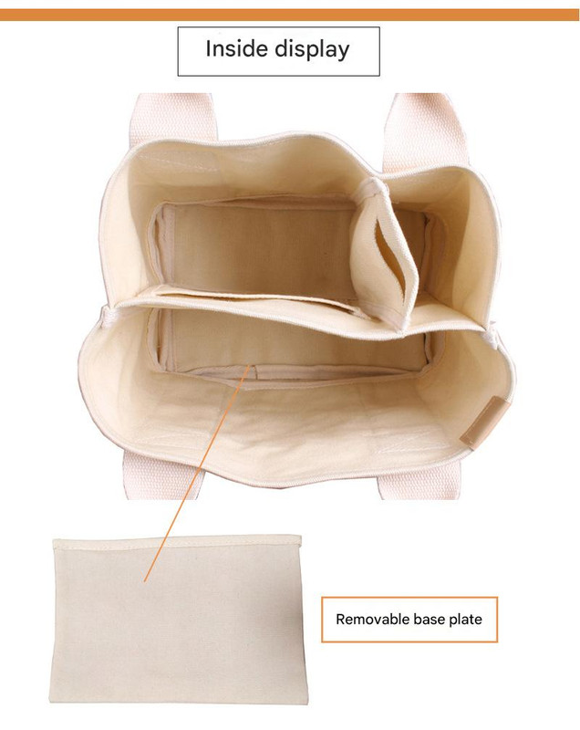 Dark gray Canvas Lunch Tote Bag - Stylish Handbag with Multiple Compartments for Women - Image 4