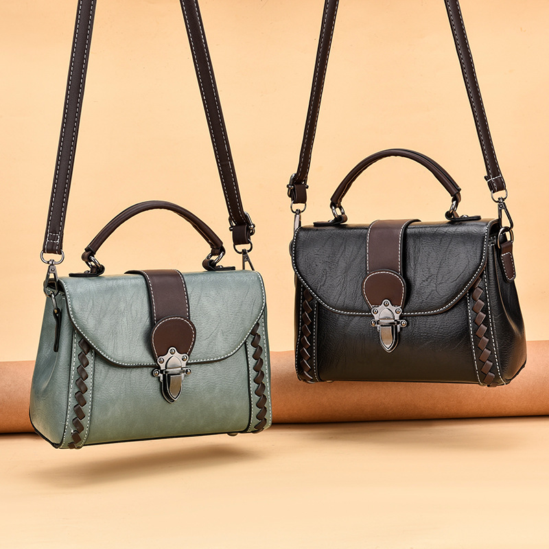 Pink Elegant Women's PU Leather Top Handle Satchel - Versatile Crossbody Bag with Classic Clasp & Braided Detail - Image 2