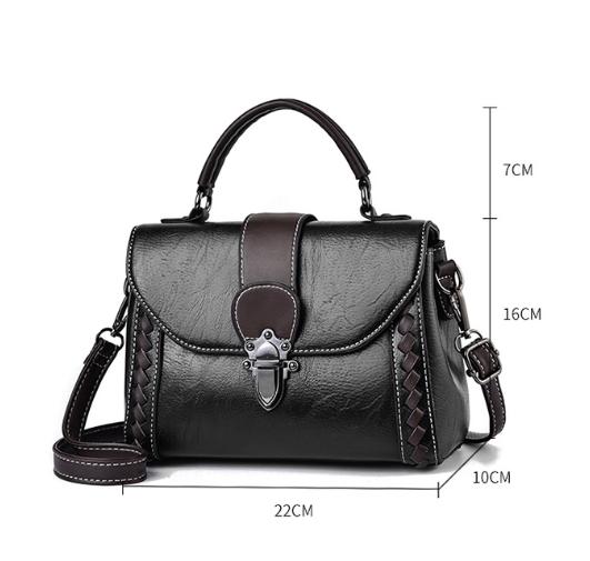 Pink Elegant Women's PU Leather Top Handle Satchel - Versatile Crossbody Bag with Classic Clasp & Braided Detail - Image 4