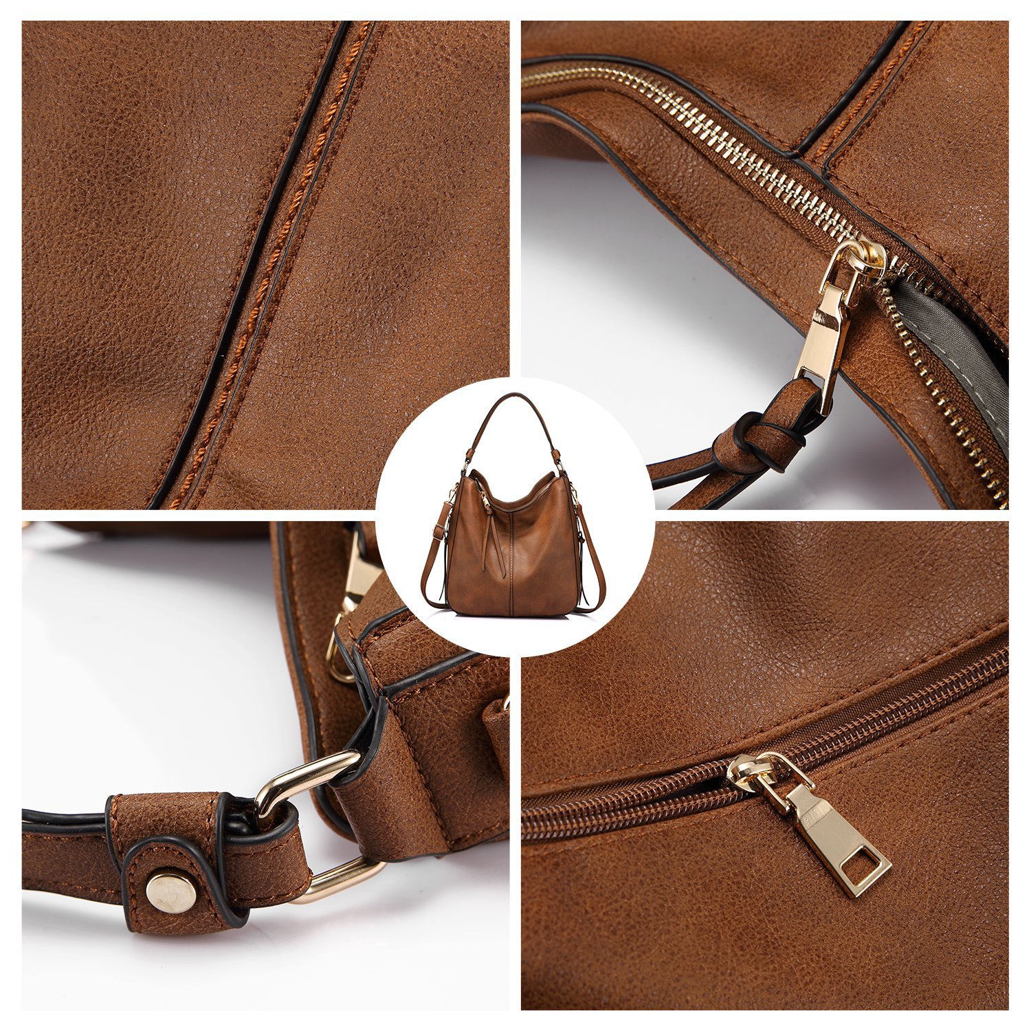 Brown Fashion Large Capacity Handbag - European & American Casual Crossbody Bag, Solid Color Zipper Women's Shoulder Bag - Image 2