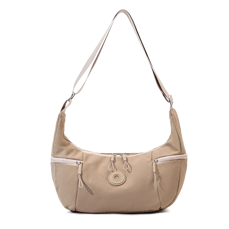 Khaki Stylish & Lightweight Nylon Crossbody Bag for Women - Large Capacity Shoulder Hobo Bag with Water-Resistant Finish, Perfect for Travel & Daily Use