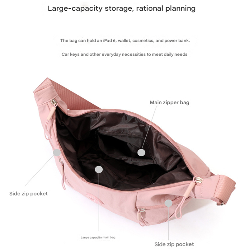 Khaki Stylish & Lightweight Nylon Crossbody Bag for Women - Large Capacity Shoulder Hobo Bag with Water-Resistant Finish, Perfect for Travel & Daily Use - Image 4