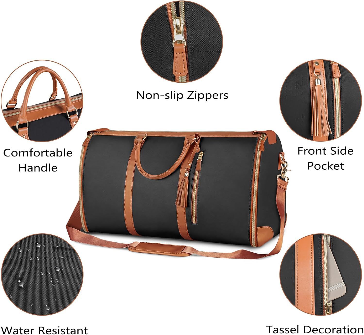 Rose-Red 56-75L Large Capacity Foldable Garment Duffel Bag with Shoe Pouch - PU Leather Convertible Suit Carrier, Anti-Wrinkle Travel & Weekender Bag - Image 4