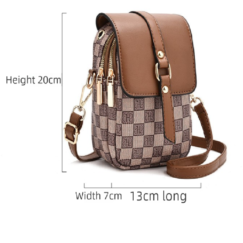 khaki Women's Mini Crossbody Phone Bag Compact PU Leather with Multiple Pockets and Headphone Port for Daily Travel Stylish Hands-Free Storage for Local Fashion - Image 4