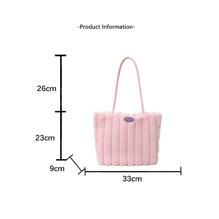 Rose red Faux Fur Tote Bag with Large Capacity, Soft Plush Material & Adjustable Handle – Stylish Shoulder Handbag for Women, Perfect for Daily Commute and Casual Wear - Image 4