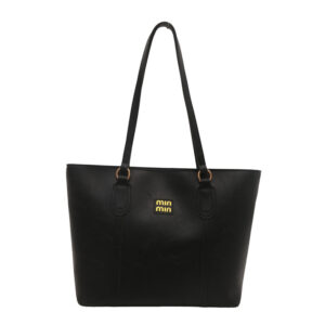 Black Large Capacity Tote Bag – Vintage-Style Shoulder Handbag for Daily Use & Office Commute
