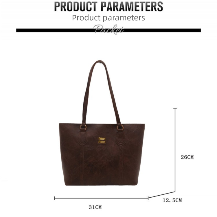 Black Large Capacity Tote Bag – Vintage-Style Shoulder Handbag for Daily Use & Office Commute - Image 6