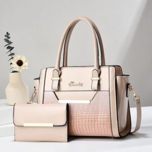 Mint pink Women's Handbag Set - Large Capacity 2 Piece Shoulder Bag with Matching Wallet