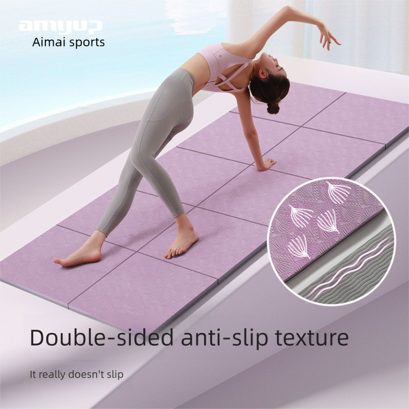 Blue Foldable Yoga Mat - Portable Thick Non-Slip Fitness Exercise Mat for Home Gym and Travel - Image 3