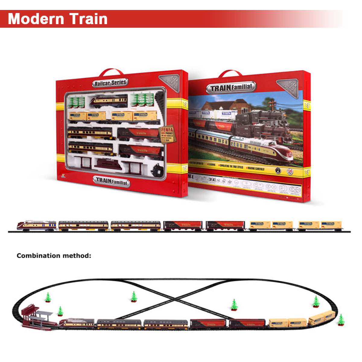 Electric Modern Toy Train Set Vehicle Rail Track Carriages With sound and lighting Kids - Image 3