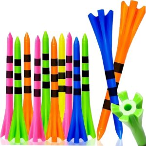 120 Pack Plastic Golf Tees,Contain 100 pcs 3-1/4 Inch Unbreakable Long Tees and 20 Short Tees,Mixed Color,Frictional Resistance Reduction